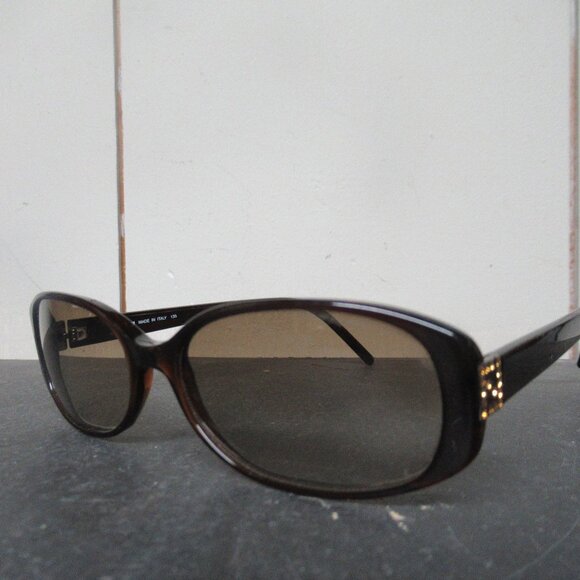 FENDI F568/R Sunglasses Frame Italy 52-15-135 Chocolate Crystal Brown main image 6
